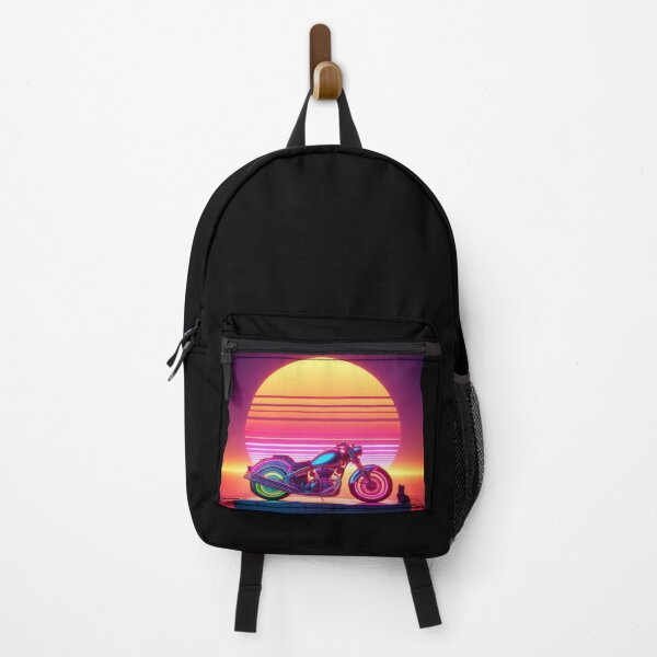 Item preview, Neon Motorcycle & Cat – Synthwave Sunset Fantasy designed and sold by Dogandesighn.