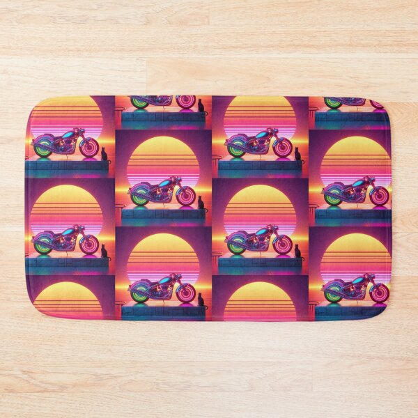 Item preview, Neon Motorcycle & Cat – Synthwave Sunset Fantasy designed and sold by Dogandesighn.