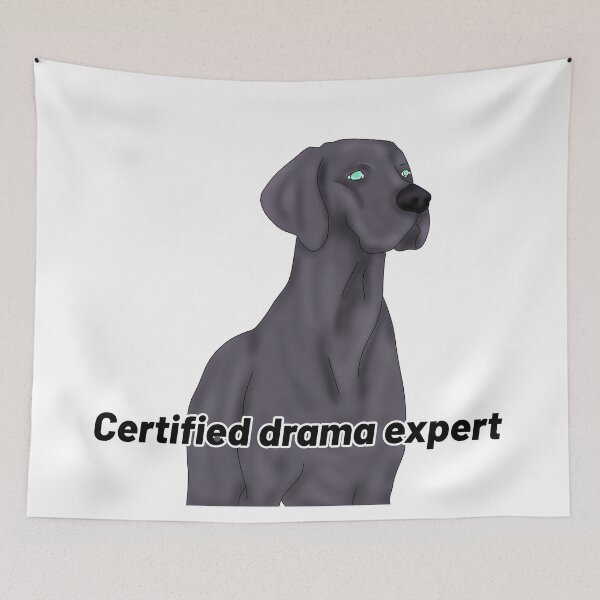 Item preview, Weimaraner – “Certified Drama Expert” – Funny Dog Cartoon Illustration designed and sold by Crack-in-Colors.