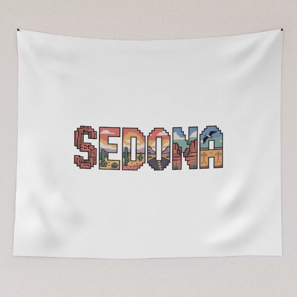 Item preview, Sedona Arizona Scenic Typography Desert Landscape Pixel Art designed and sold by CircinusStore.