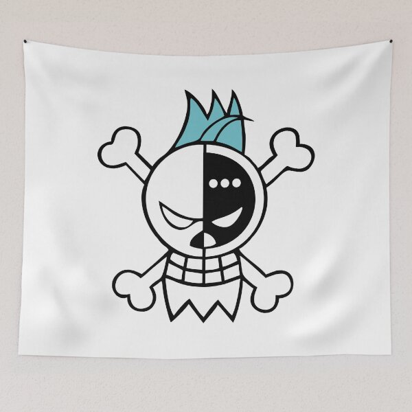 Item preview, cyborg franky water seven pirates jolly roger flag designed and sold by jeriney.