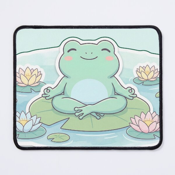 Item preview, Cute Meditating Frog in Lotus Pose | Peaceful Yoga and Zen Illustration designed and sold by Wild-way Art.