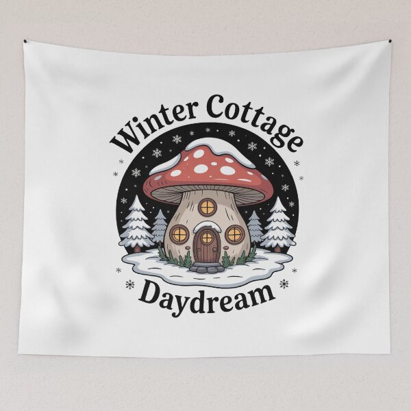 Item preview, Winter Mushroom Cottage Fantasy Design designed and sold by MonkiFlipp.