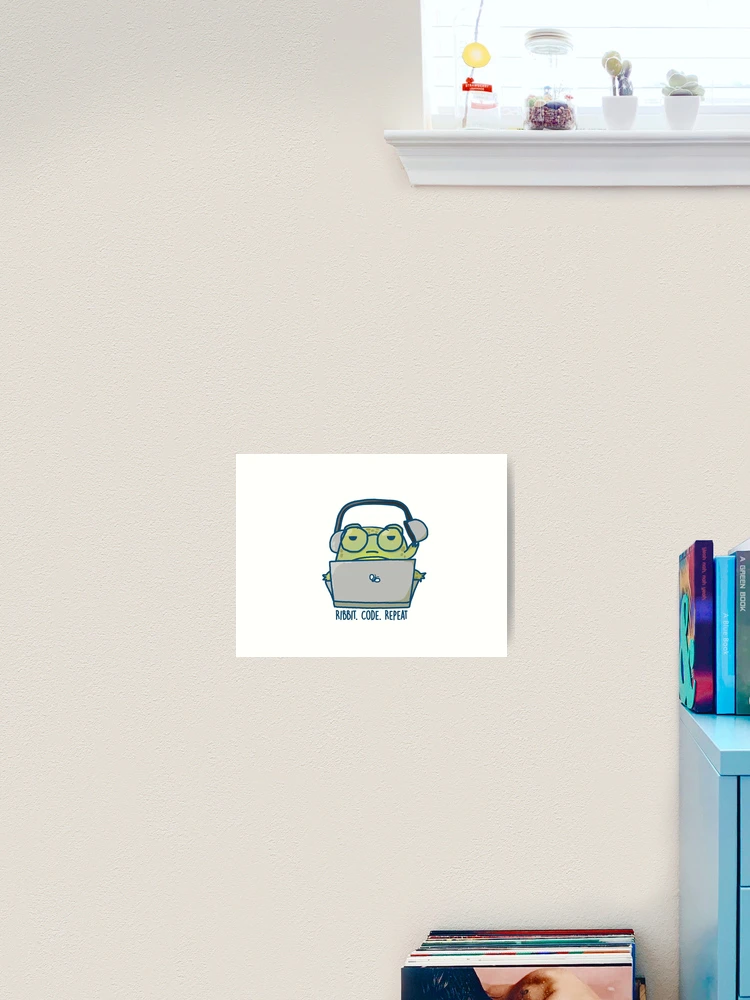 Thumbnail 2 of 3, Art Print, Frogrammer – Ribbit. Code. Repeat. designed and sold by PeanutCandy.