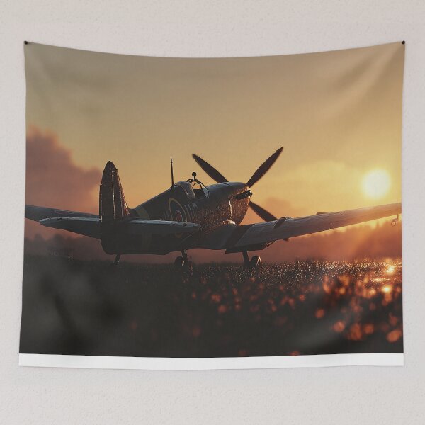 Item preview, RAF Fighter Station In Sunrise Calm with Aircraft Silhouetted designed and sold by Skyframe Aviation.