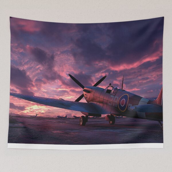 Item preview, Fighter Command Airbase Under Soft Sunrise with Hurricanes Parked designed and sold by Skyframe Aviation.