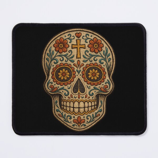 Item preview, Light embroidered skull with yellow flower eyes designed and sold by LaNadaYFundante.