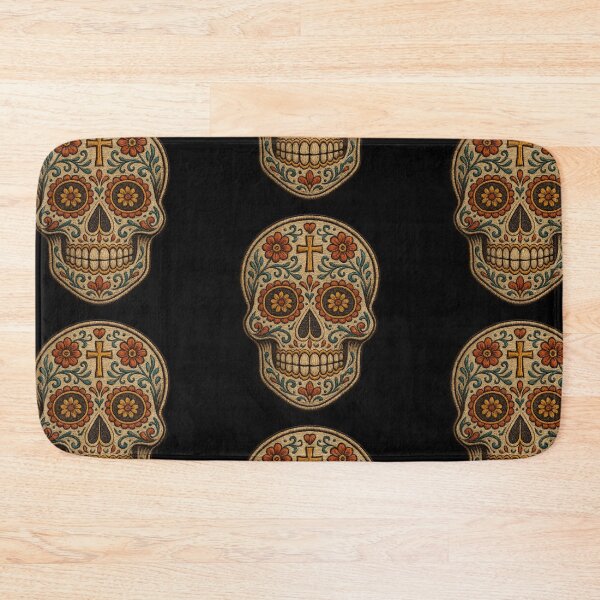 Item preview, Light embroidered skull with yellow flower eyes designed and sold by LaNadaYFundante.