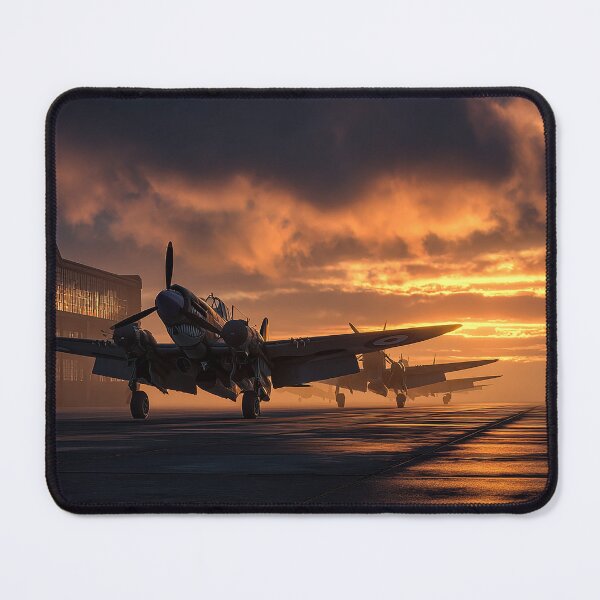 Item preview, WW2 RAF Fighter Airfield In Early Haze with Golden Light designed and sold by Skyframe Aviation.