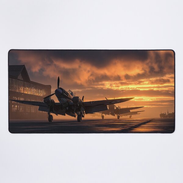 Item preview, WW2 RAF Fighter Airfield In Early Haze with Golden Light designed and sold by Skyframe Aviation.
