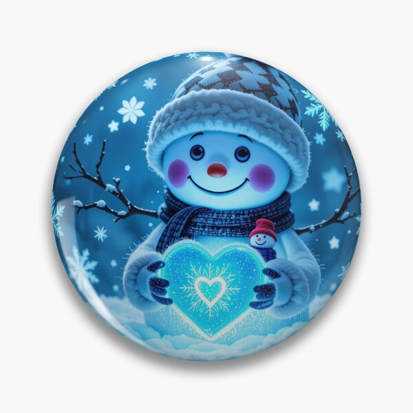 Item preview, Glowing Snowman in Glass Bowl – Magical Winter Heartlight Illustration designed and sold by PixelVibe782.