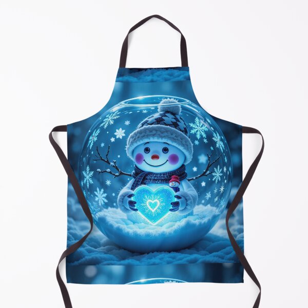 Item preview, Glowing Snowman in Glass Bowl – Magical Winter Heartlight Illustration designed and sold by PixelVibe782.