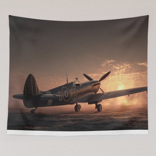 Item preview, RAF Fighter Station In Golden Dawn with Early Sunlight designed and sold by Skyframe Aviation.