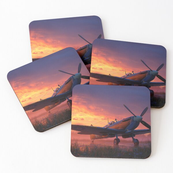 Item preview, RAF Dawn Airfield In Golden Dawn with Hurricanes Parked designed and sold by Skyframe Aviation.