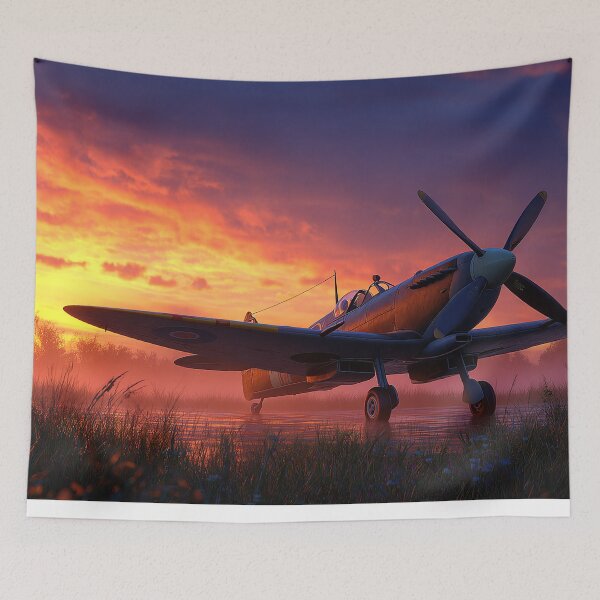 Item preview, RAF Dawn Airfield In Golden Dawn with Hurricanes Parked designed and sold by Skyframe Aviation.