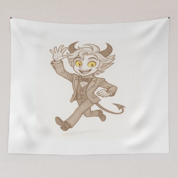 Item preview, Happy Jumping Lucifer – Energetic Cute Demon Sticker Art designed and sold by Gurjeetpixelart.
