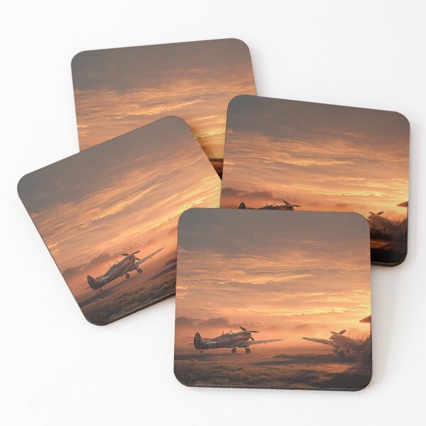 Item preview, British Fighter Command Base In Early Glow Beside the Hangars designed and sold by Skyframe Aviation.
