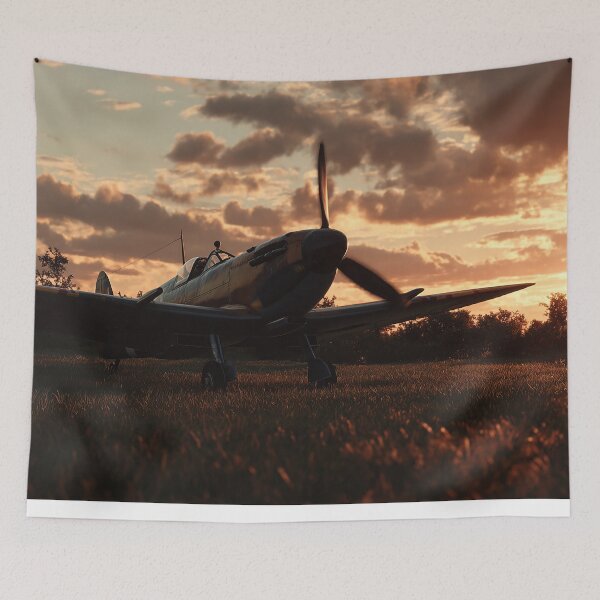 Item preview, British Fighter Command Base Under Soft Sunrise Over the Airfield designed and sold by Skyframe Aviation.