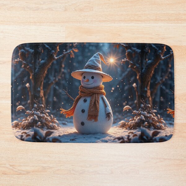 Item preview, Whimsical Winter Snowman – Magical Night Forest Illustration designed and sold by PixelVibe782.
