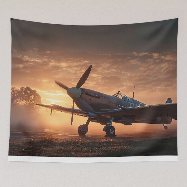 Item preview, British Fighter Command Base At Dawn with Aircraft Silhouetted designed and sold by Skyframe Aviation.