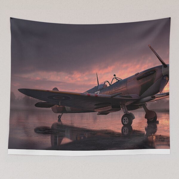 Item preview, Fighter Command Airbase In Early Glow Over the Airfield designed and sold by Skyframe Aviation.
