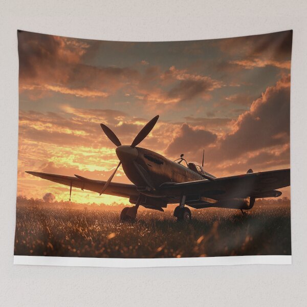 Item preview, Battle of Britain Airbase In Sunrise Calm Over the Airfield designed and sold by Skyframe Aviation.