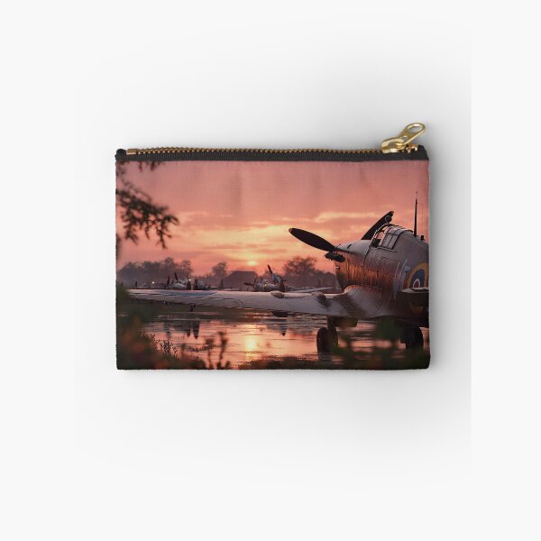 Item preview, Early Morning RAF Airfield In Early Haze with Spitfires Ready designed and sold by Skyframe Aviation.