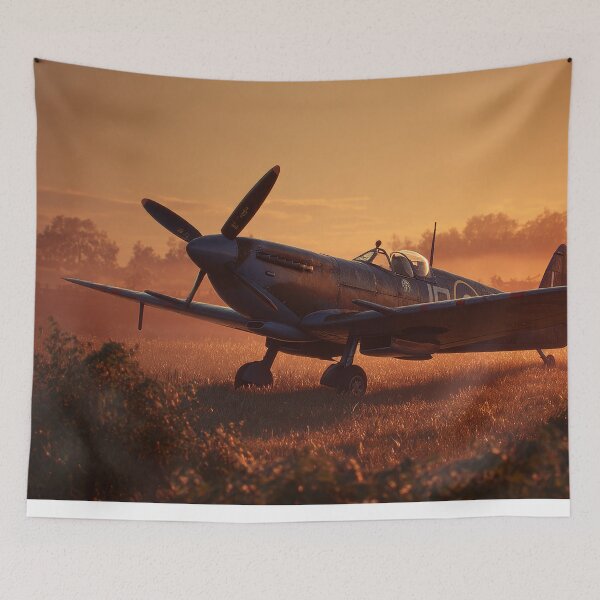 Item preview, Historic Fighter Base In Early Glow with Morning Mist Rising designed and sold by Skyframe Aviation.