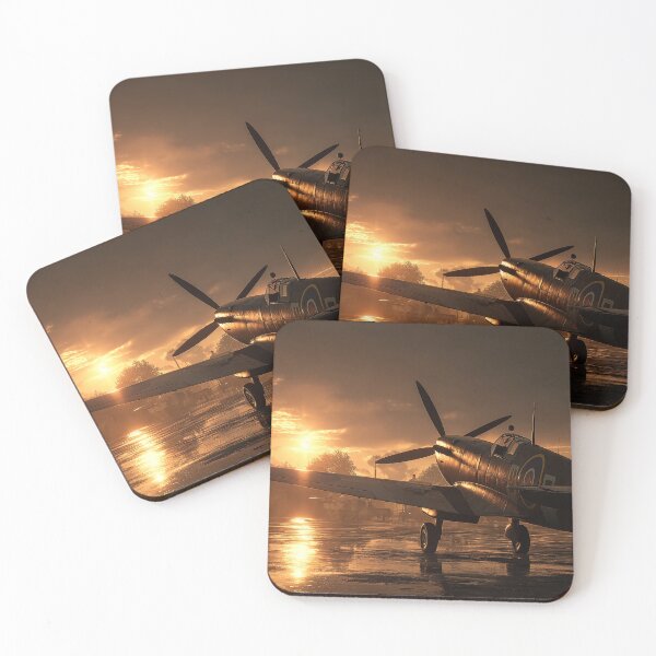 Item preview, Fighter Command Airbase During Daybreak with Aircraft Silhouetted designed and sold by Skyframe Aviation.