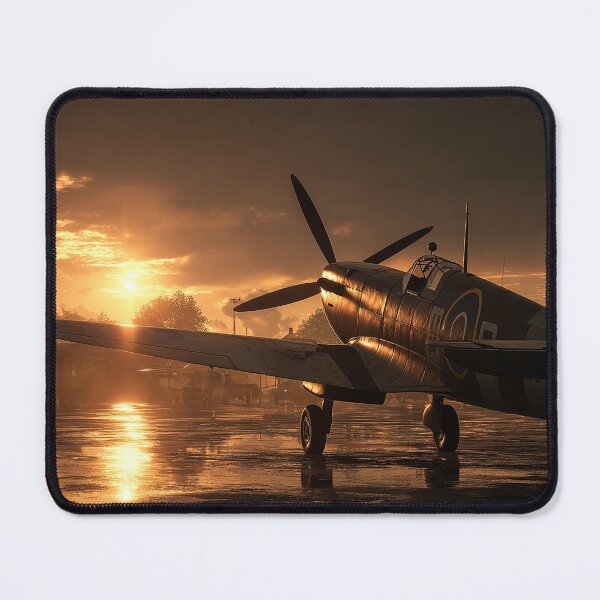 Item preview, Fighter Command Airbase During Daybreak with Aircraft Silhouetted designed and sold by Skyframe Aviation.
