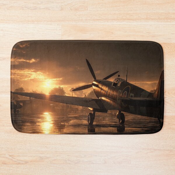 Item preview, Fighter Command Airbase During Daybreak with Aircraft Silhouetted designed and sold by Skyframe Aviation.