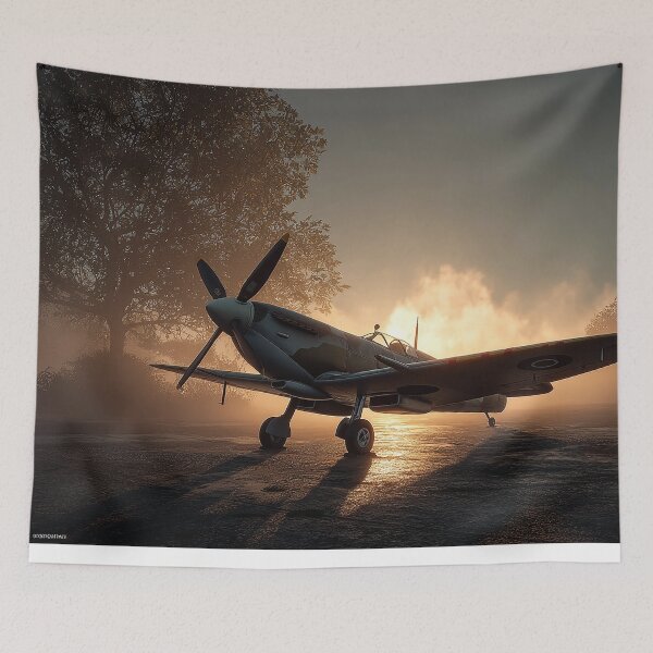 Item preview, WW2 RAF Fighter Airfield During Daybreak in Wartime Atmosphere designed and sold by Skyframe Aviation.