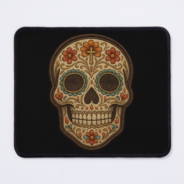 Item preview, Warm tone embroidered skull with hollow eyes designed and sold by LaNadaYFundante.
