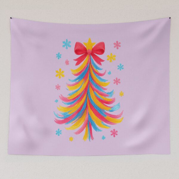 Item preview, Colorful Brushstroke Christmas Tree with Bow designed and sold by FOFANOS28.