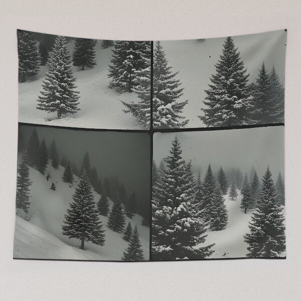 Item preview, Winter landscape with snow-covered trees in collage designed and sold by Mianku | Für das Leben.