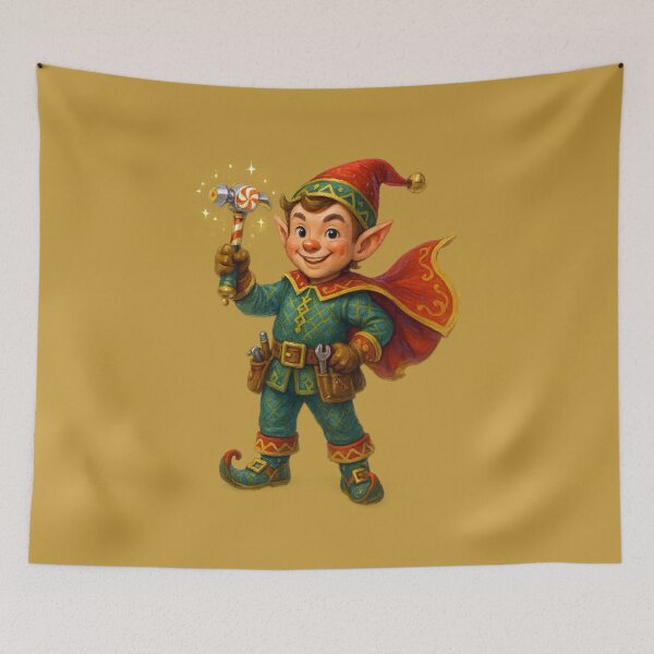 Item preview, Joyful Christmas Elf Superhero Art designed and sold by BROHLine Studio.