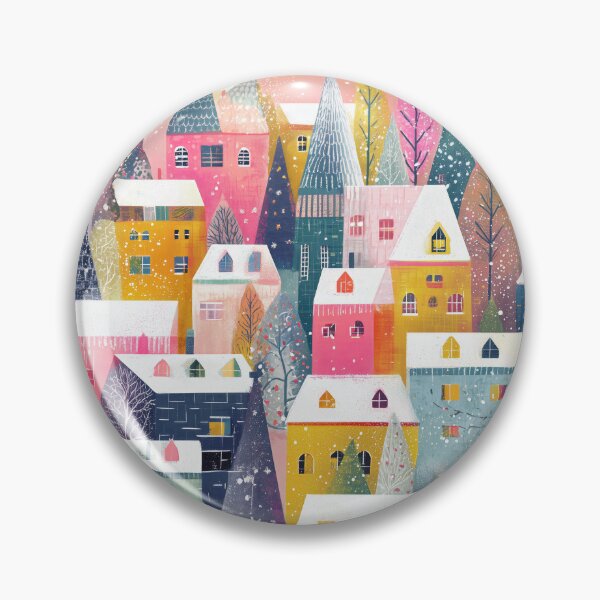 Item preview, Whimsical Winter Village in Pastel Colours designed and sold by Vividfables.