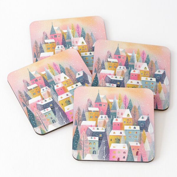 Item preview, Whimsical Winter Village in Pastel Colours designed and sold by Vividfables.