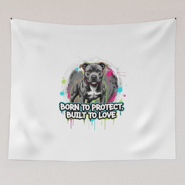 Item preview, Born to Protect, Built to Love - Staffy Street Art Circle Emblem designed and sold by ReptiWorks.