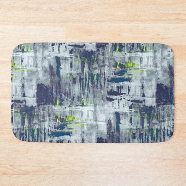 Item preview,  Abstract brush strokes handmade blue acid green designed and sold by Alessandro Remo Mazzoni Remotextiles.