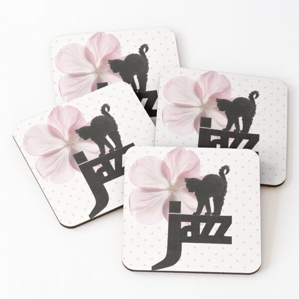 Item preview, Black Cat Jazz Pink Flower Collage designed and sold by SusanaRio.