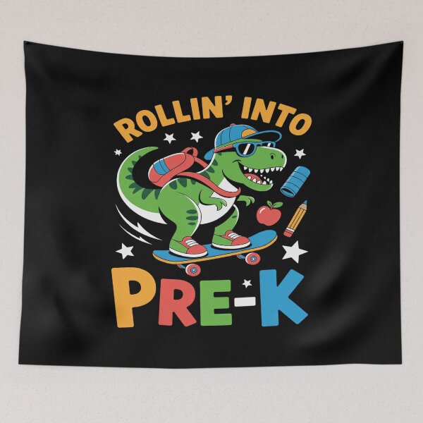 Artikelvorschau, Rollin Into Pre-k Dinosaur 1st Day of Prek Boys Preschool entworfen und verkauft von ShelFisher.