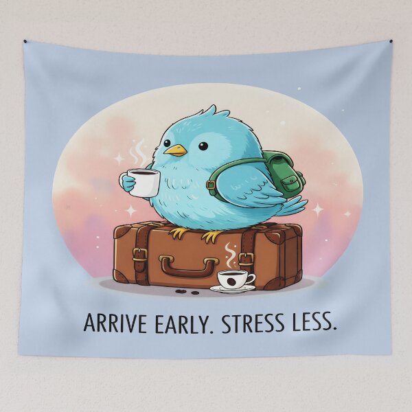 Artikelvorschau, Früh ankommen, weniger Stress | Niedlicher Reisevogel entworfen und verkauft von Dakson Design - Fantasy Art.