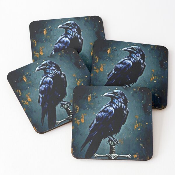 Item preview, Dark Fantasy Raven/Crow Perched on Medieval Runic Sword Art designed and sold by Art's Diner.