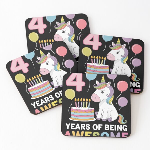 Item preview, 4 Years Of Being Awesome Unicorn 4th Birthday Girl Unicorn designed and sold by KotexTemu.