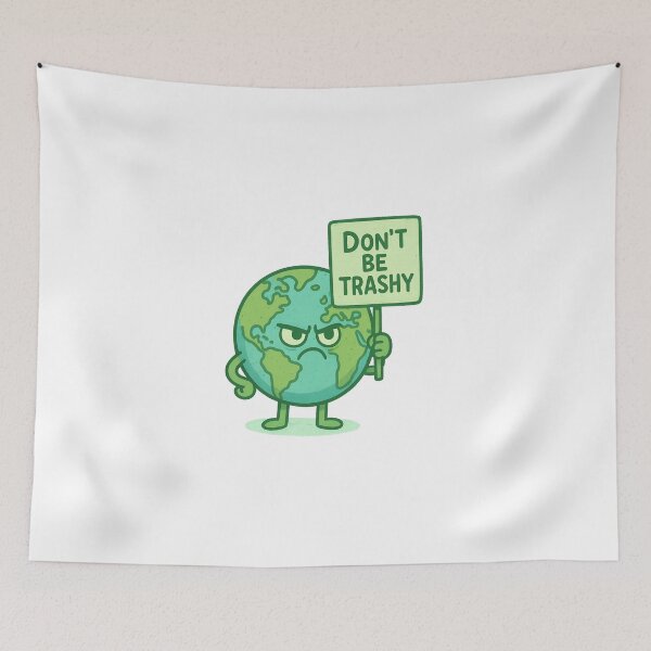Item preview, Don’t Be Trashy – Funny Earth Cartoon Environmental Design designed and sold by DesignRush786.