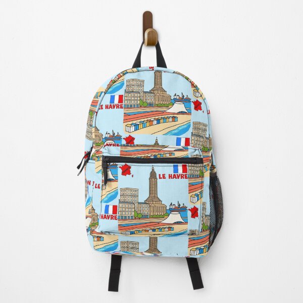 Item preview, Le Havre France Coastline Illustration, Colorful Beach & Skyline Art designed and sold by mashmosh.