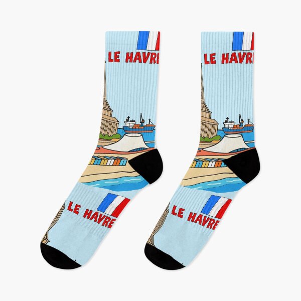 Item preview, Le Havre France Coastline Illustration, Colorful Beach & Skyline Art designed and sold by mashmosh.