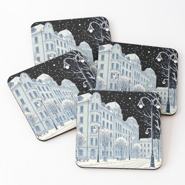 Item preview, winter city calm snowy street designed and sold by DKunic.