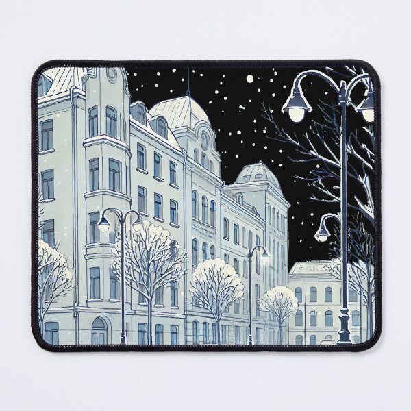 Item preview, winter city calm snowy street designed and sold by DKunic.